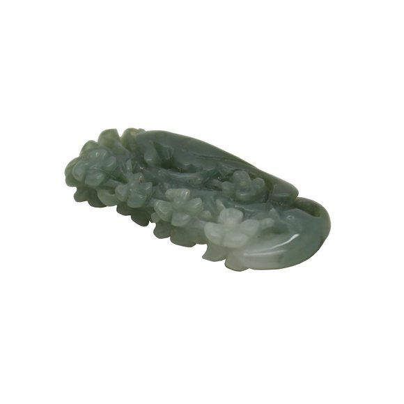 Carved Natural Green Jade Pendant With Parrot Play In Flowers Forest n523